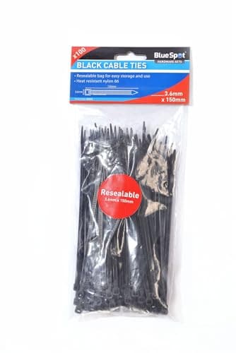Image of Bluespot 40055 100 PCE 3.6mm x 150mm Black Cable Ties