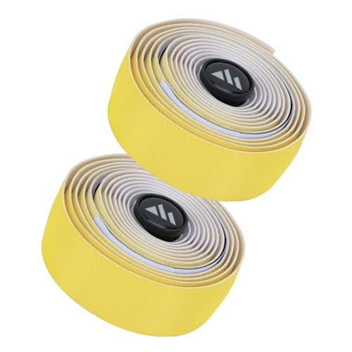 Image of Aomiun Road Bike Handlebar Tapes Shock-absorbing Comfortable for Riding Badminton Racket Grip Wraps with Bar End Plugs (2PCS Per Set) (Yellow Gradient)