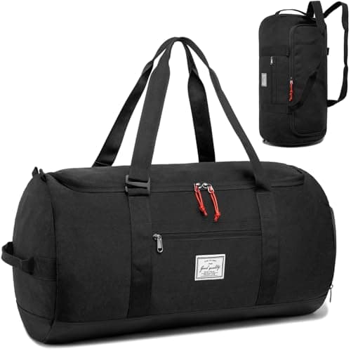 Image of Lyweem Sports Gym Bag Men - 60L Large Travel Duffle Bag with Shoe Compartment, Weekend Holdall Bags, Overnight Duffel Bag Backpack, Black