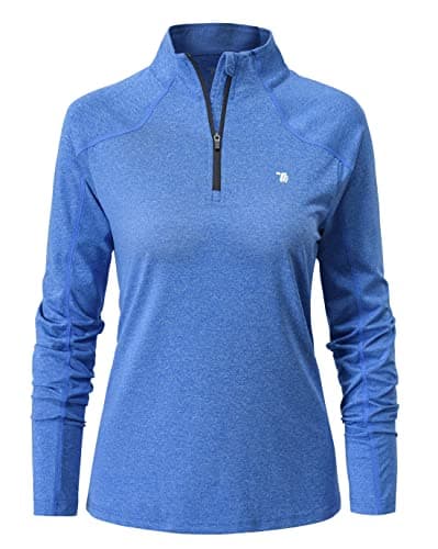 Image of YSENTO Womens 1/4 Zip Running Tops Long Sleeve Sport Gym Top Training Casual Long Sleeve Golf Top(Dark Blue,M)