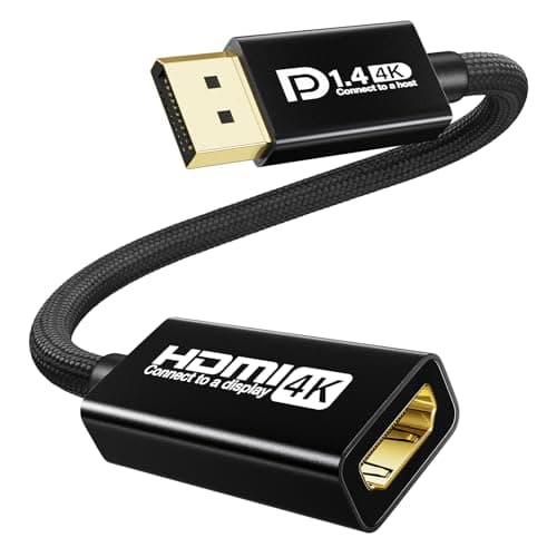 Image of Active DisplayPort to HDMI Adapter, DP 1.4 to HDMI 2.1 Cable Supports 4K@120Hz 4K@60Hz 2K@144Hz 2K@60Hz 1080P HDR HDCP 2.2, Uni-Directional DP Male to HDMI Famale Connector for HP Dell AMD NVIDIA PC