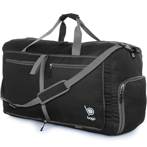 Image of bago Holdall Bags for Men & Women - 60L Spacious Holdall Bag with Shoe Compartment - Save Time & Travel The World in Style & Convenience - Durable, Lightweight & Foldable Duffle Bag (Black)