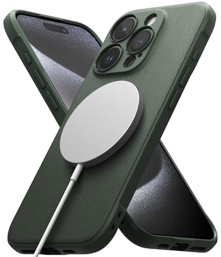 Image of Ringke Onyx for iPhone 15 Pro Max Case [Compatible with MagSafe] [Anti-Fingerprint Texture] Slim Lightweight Cover with Full Coverage Camera Protection & Non-Slip Side Grip - Magnetic Dark Green