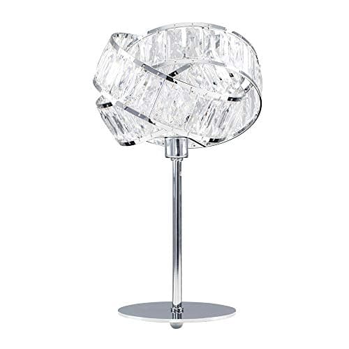 Image of MiniSun | Polished Chrome and Clear Acrylic Jewel Intertwined Rings Design Table Lamp | Table Lamps, Home Décor & Improvement Essential | Includes 3W LED Bulb [3000K Warm White]
