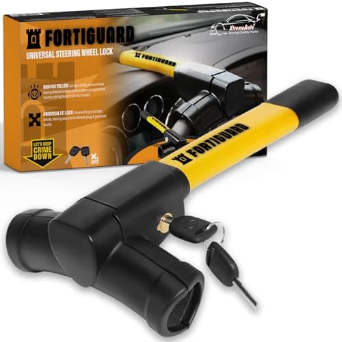 Image of Xtremeauto FORTIGUARD Steering Wheel Lock - Heavy Duty Anti-Theft Car Lock Device, Universal Fit with Easy Install & High Visibility - Secure Cross-Key Design, Virtually Pickproof & Quick Install