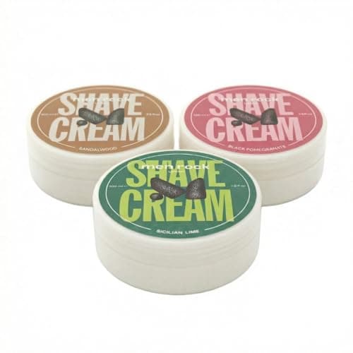 Image of Men Rock Shaving Cream Trio Gift Set for Men – Sicilian Lime, Sandalwood & Black Pomegranate – Hydrating Wet Shave Cream, Rich Lather, Smooth Razor Glide, Vegan & Cruelty-Free – 3 x 100ml