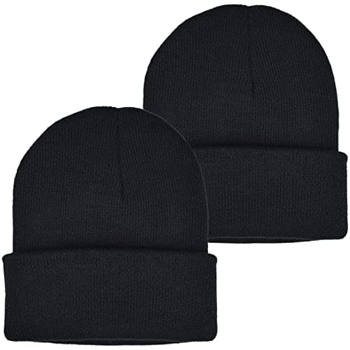 Image of EINSKEY Cuffed Beanie Hat, 2-Pack Unisex Classic Slouch Knit Hat Stretchy Soft Thick Warm Winter Daily Skull Cap Watch Cap