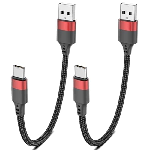 Image of 2Pack Short USB C Charger Cable 20cm/0.2M USB A to USB C Charger Type C Apple Car Play Fast Charging Cord Braided Short Cable for iPhone 17 16 15 Pro, Samsung Galaxy S26 S25 S24 Pixel 9 8, Switch, PS5