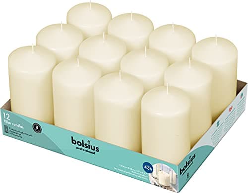 Image of Bolsius Pillar Candles Ivory Tray 12