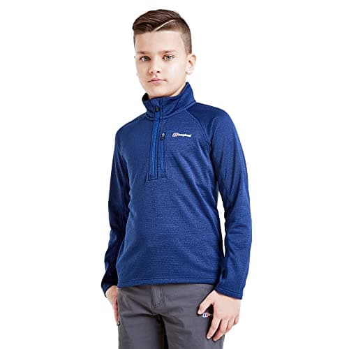 Image of Berghaus Kids' 1/4 Zip Grid Fleece Top with High Neck & Zipped Chest Pocket, Lightweight & Warm Midlayer Pullover for Boys & Girls (UK, Age, 9 Years, 10 Years, Regular, Blue)