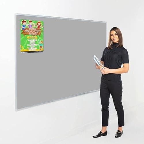 Image of Wonderwall Large Felt Noticeboard Grey, 180 x120 cm, Budget Display Pinboard, Aluminium Frame - Ideal for Office, School, or Industrial Use