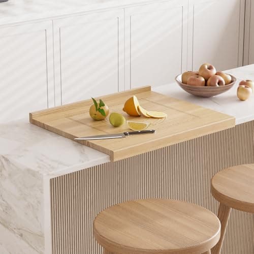 Image of Nisorpa Wooden Pastry Board with Measurements - Rubber Wood, 61x51x3.82cm, Double Sided Counter Edge Chopping Board, Large Cutting Board with Lip for Kitchen
