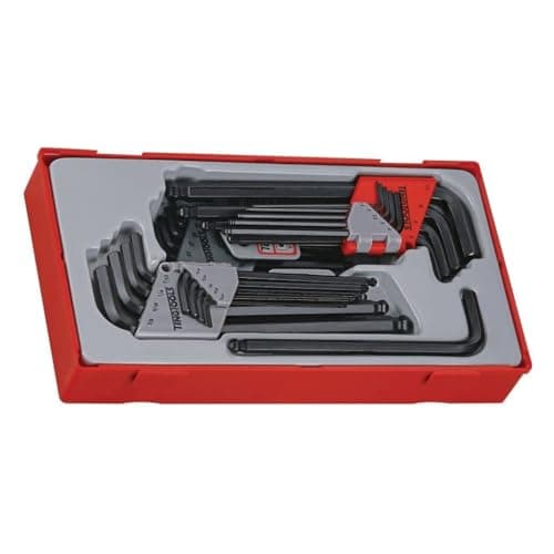 Image of Tengtools™ Sweden Combinable 3-in-1 Allen Key Set with Ball Heads, Metric and Inch Hex Sockets, Plus Internal Torx, 28 Pieces