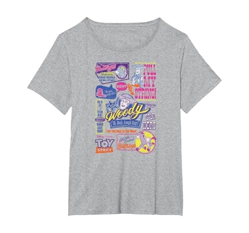Image of Disney Pixar Toy Story Woody & Bullseye Vintage Retro T-Shirt, Women's Plus, Heather Grey, 6X