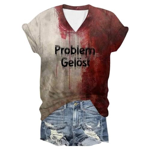 Image of Womens Printed Short Sleeve Crew Neck Top Blouse T-Shirt, khaki, S