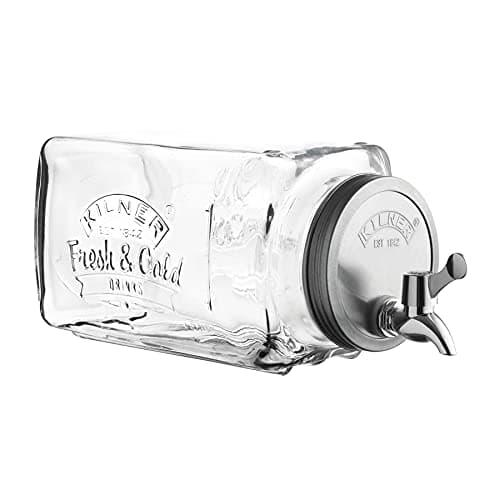 Image of 3 Litre Kilner Glass Fridge Drinks Dispenser Jar with Tap Cold Fresh Water Juice Beer