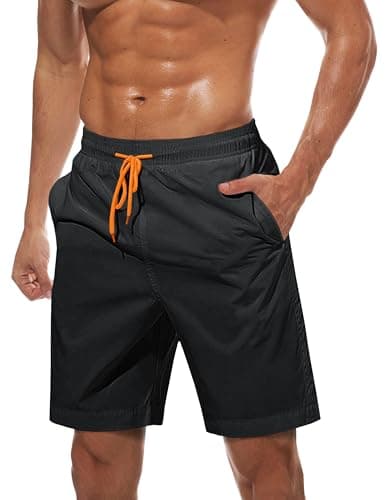 Image of TACVASEN Men's Beach Shorts Lightweight Swim Trunks Waterproof Swimming Shorts Board Shorts Quick Dry Swimming Trunks Summer Surf Shorts Black