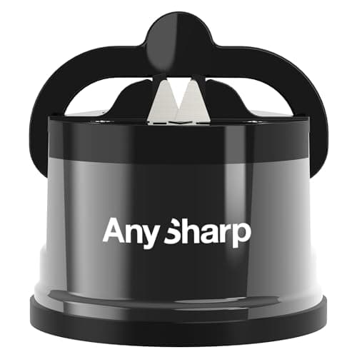 Image of AnySharp Pro Metal Knife Sharpener, Hands-Free Safety, PowerGrip Suction, Sharpens All Kitchen Knives, Ideal for Hardened Steel & Serrated, World's Best, Compact, One Size, Wolfram, Metal