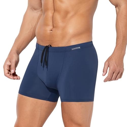 Image of Casey Kevin Men's Swimming Trunks Quick Dry Swim Shorts Boxers Drawstring Sports Surfing Swimwear Beach Board Shorts Summer Swimsuit Bottom,Navy Blue,M