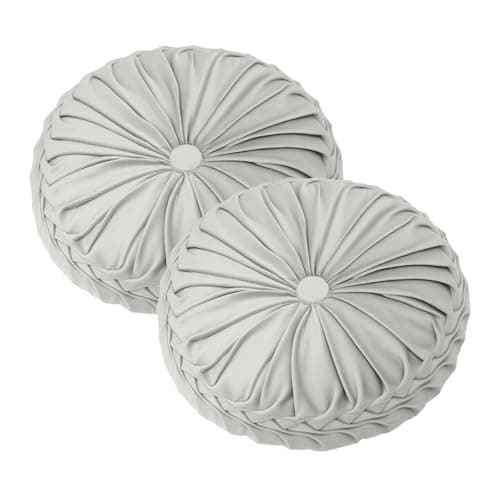 Image of Minifactory 2pcs Washable Round Pumpkin Cushions, Soft Velvet Plush Pillows with Decorative Button, Modern Decorative Throw Pillows for Sofa, Bed, Car & Home Decor (Grey)