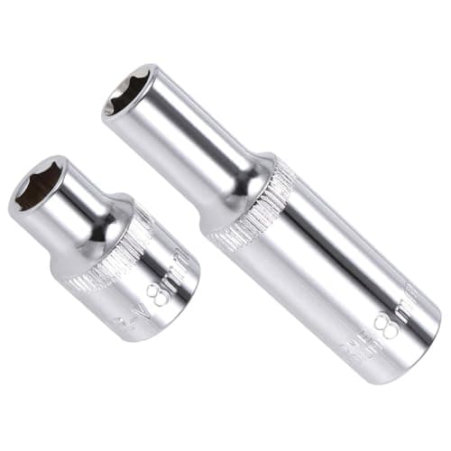 Image of CoCud 6-Point Socket, 3/8" Drive 8mm Deep, Polished Chromed CR-V Metric Deep and Shallow Impact Socket - (Applications: for Ratchet Torque Electric Wrenches Car Repair), 2-Pieces