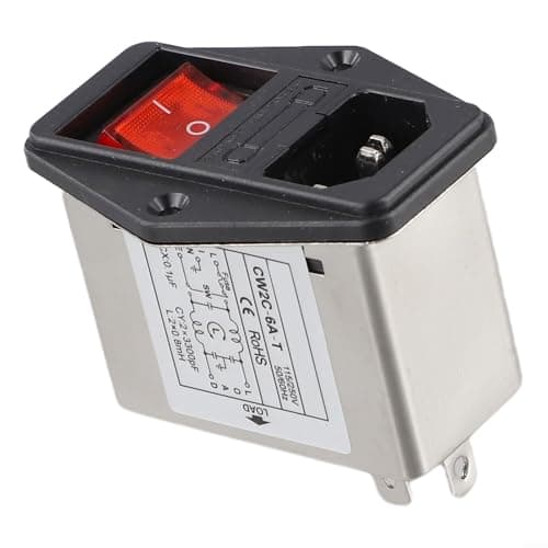 Image of Power Filter with Light Safety Switch for IEC Socket Compact Size for 3A, 6A, 10A CW2BT CW2CT, Effective Interference Control (CW2C-6A-T)