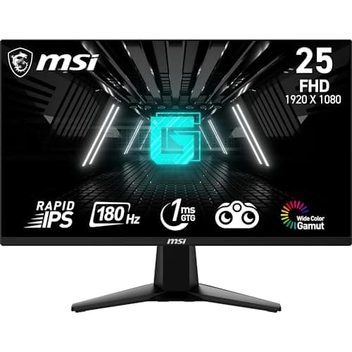 Image of MSI G255F 24.5 Inch FHD Gaming Monitor - 1920 x 1080 Rapid IPS Panel, 180 Hz / 1ms (GtG), 99% sRGB Colour Gamut, Adaptive-Sync - DP 1.2a, HDMI 2.0b CEC