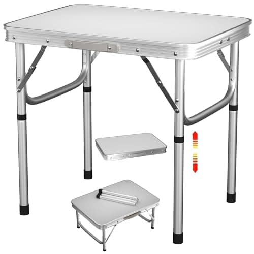Image of Lucn 2FT Pop-Up Camping Table Folding Portable Outdoor Camping Kitchen Work Top Table 2ft x 1.5ft Adjustable 2-Height 1/2ft