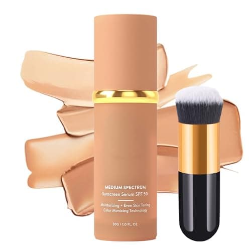 Image of Biomimic Foundation 4 In 1,Medium Spectrum With Spf50+,Color Changing Foundation, Hydrating Medium Full Coverage Concealer with Brush,Long Wear&Waterproof Light Spectrum Concealer for Women