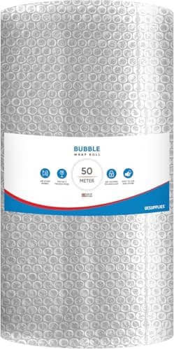 Image of UK SUPPLIES LIMITED Clear Eco-Friendly Bubble Wrap Roll (Pick Any Size 300MM to 1000MM) Lightweight Packing Wrap for Shipping, Moving House & Storage, Protective Air Bubble Packaging, 600MM x 50M