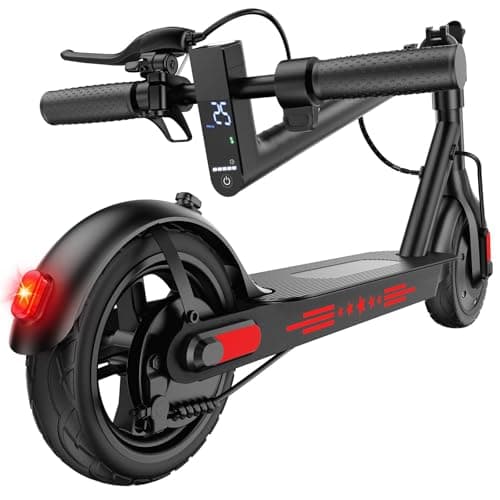 Image of Electric Scooter for Adults,10” Solid Tires,UP to 25KM/H,350W Powerful Motor,35/45KM Range with Braking System,Foldable Lightweight Electric Scooter,Max Load 120KG,App Control-Black