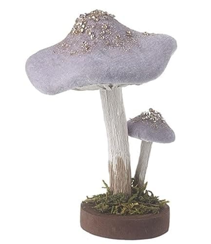 Image of Heaven Sends Pink and Purple Velvet Mushrooms on Stand Tabletop Decoration (Purple)