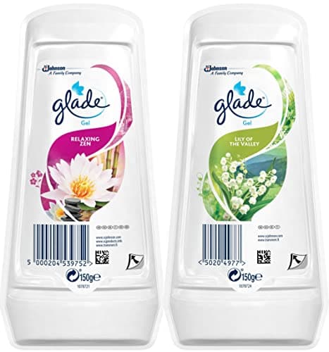 Image of Glade Solid Gel, Air Freshener, 150 gr, Relaxing Zen Scent + Glade Solid Gel, Air Freshener, 150 gr, Lily of The Valley Scent
