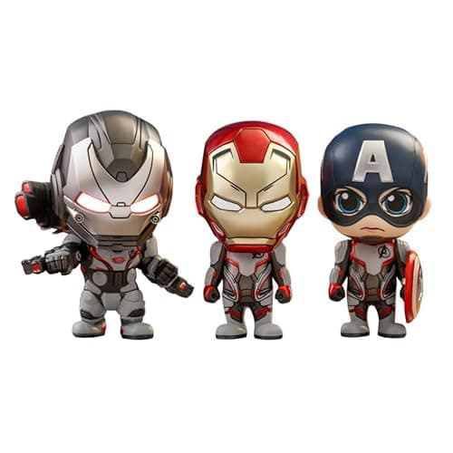 Image of Hot Toys Cosbaby: Marvel Avengers - Iron Man, Captain America, & War Machine Collectible Model Miniature 11cm Movie Vinyl Figures - Pack of 3
