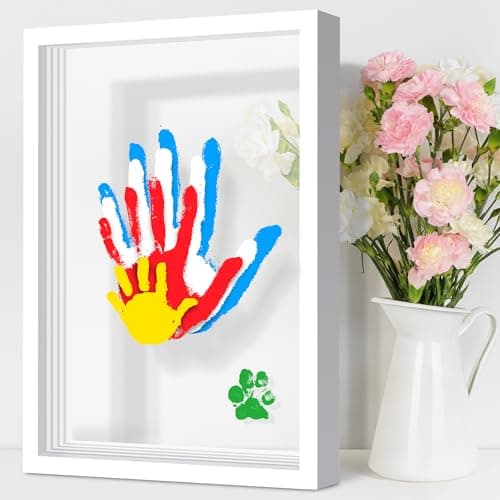 Image of Crenze Family Handprint Kit, DIY Keepsake Frame, Hand Prints Ornament Kit, Family Gifts for Grandparents, New Parents, Mother's Day, Father's Day, Birthday
