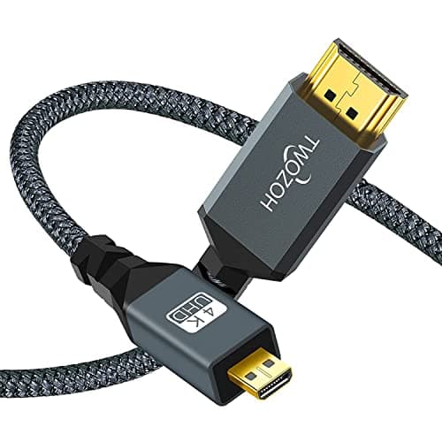 Image of Twozoh Short Micro HDMI to HDMI Cable 1M, Nylon Braided HDMI Cable A to Micro HDMI D, Supports 3D 4K/60Hz 2.0 1080p