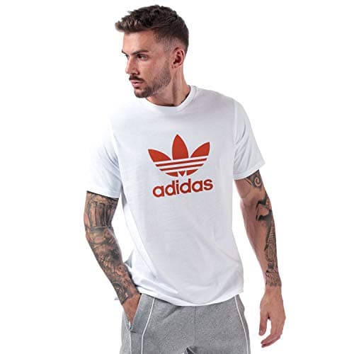 Image of Adidas Men Trefoil T-Shirt - White/Craft Orange, Small