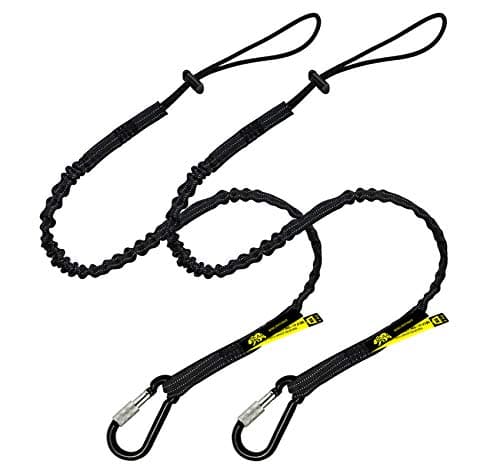 Image of BearTOOLS Tool Lanyard with Single Carabiner and Adjustable Loop End, Standard Length, Maximum Weight Limit 8KG / 17.6lb, Aluminum Screw Lock Carabiner with Shock Cord Stopper, 0922S (2 Pack)