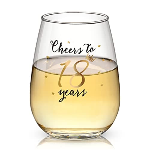 Image of Livole Unusual 18th Birthday Gifts for Girls, Boys, Her, Him, 18th Birthday Decorations, Cheer to 18 Years, 18 Years Anniversary Wedding Gifts, 15oz Stemless Wine Glasses, Wine Tumbler for Champagne