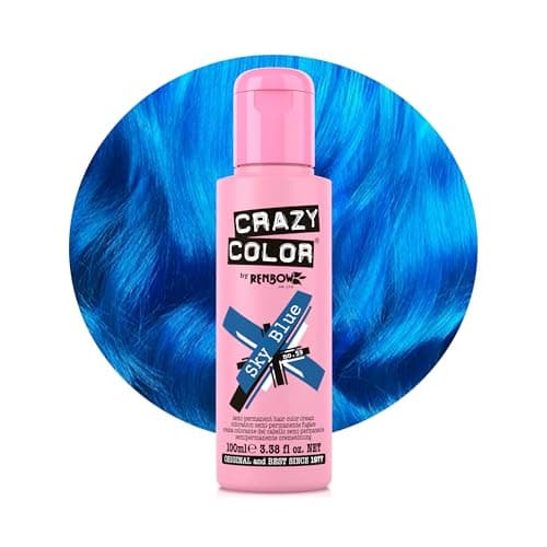 Image of Crazy Color Vibrant Sky Blue Semi-Permanent Hair Dye. Highly Pigmented Cobalt Blue Conditioning & Oil Nourishing Vegan Formula | No Bleach or Ammonia | 100ml