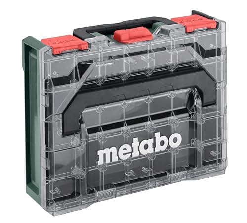 Image of metabo metaBOX 100 S Organiser - 7.2 L Suitcase Volume - Robust Assortment Case with 15 Insert Boxes, Transparent Lid, Stackable, IP43 Protection, Small Parts and Accessories Storage