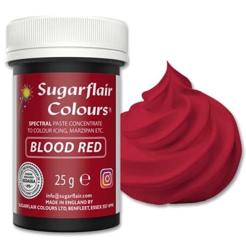 Image of Sugarflair Spectral Blood Red Food Colouring Paste 25g - Concentrated Paste Food Dye for Cake Decorating, Fondant, Buttercream, Cake Batter and More - Vegan, Kosher, Bake-Stable
