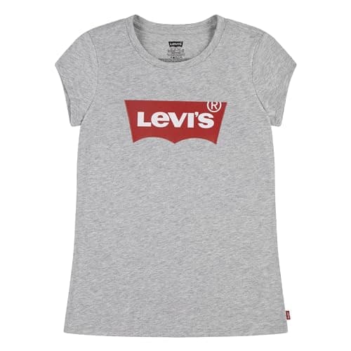 Image of Levi's Girl's Lvg Ss Batwing Tee 4e4234 T-Shirt, Light Gray Heather, 14 Years