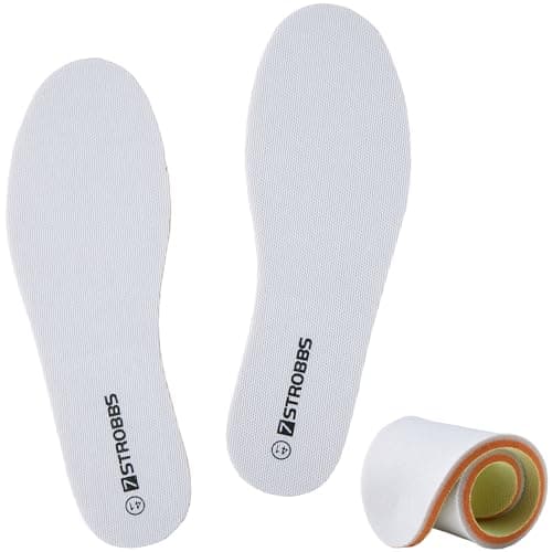 Image of 7STROBBS Memory Foam Insoles for Double Sided, 7MM Thick Inner Soles for Men Women, Comfort Cushion Shoe Inserts for Trainer, Work Boots, Walking Shoes White UK 9