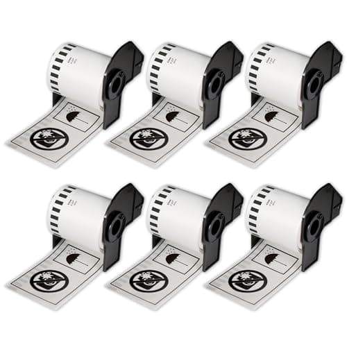 Image of BETCKEY - 6 Rolls DK-22113 Labels, 62mm x 15.24m, 6 Continuous Clear Film Labels Compatible with Brother QL Label Printers
