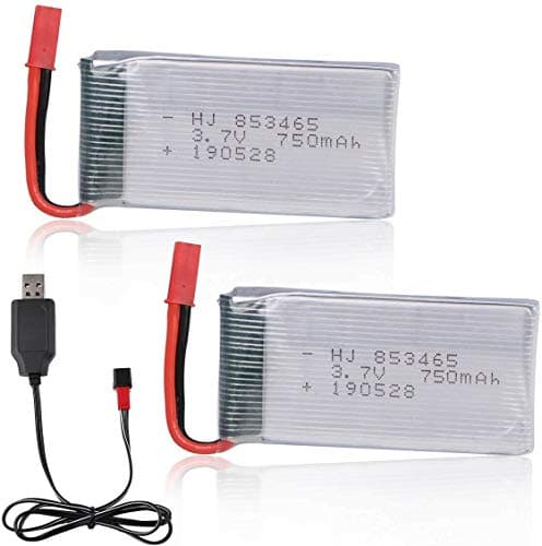 Image of Yangers rechargeable lipo battery 2 pack 3.7V 25C 1S 750mAh JST RCY plug female connector with USB charger for RC car boat Syma UAV drone toys X800 X400 X300C X5 X5C MJX X400 X800 Helicopter