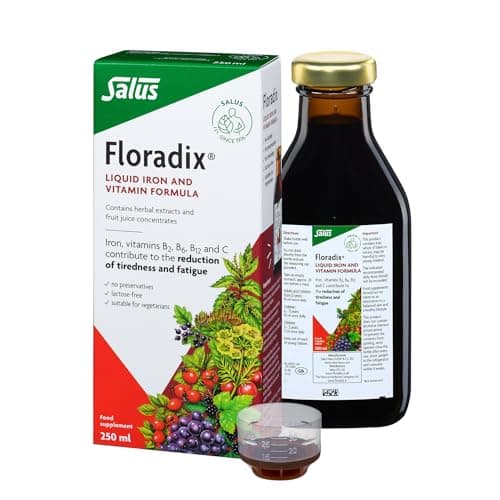 Image of Salus Floradix Liquid Iron 250ml Supplement with Vitamin C & B-Complex. Iron contributes to the Reduction of Tiredness. Vegetarian. No preservatives. Suitable for Women, Men and Children 3+.