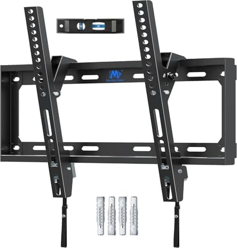 Image of Mounting Dream Tilt TV Bracket Wall Mount, For Most 26-60 inch Flat and Curved TVs up to VESA 400x400mm and 40 KG, Ultra Slim Tilting TV Wall Bracket Fischer Wall Plug Included MD2268-MK-02