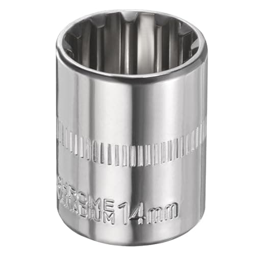 Image of sourcing map 12 Points Socket 1/4" Drive 14mm Metric Shallow Impact Socket Cr-V Steel Chrome Plating Flip Sleeve Nut Driver Wrench for Home Auto Nuts Bolts Repair