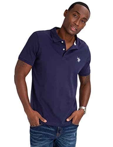 Image of U.S. Polo Assn. Men's Solid Interlock Shirt, Navy, Large